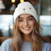 imageDALIX Coffee Martini Embroidered Beanie Food Warm Winter Knit Hat WomenWhite