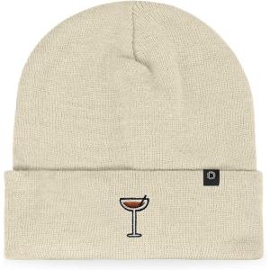 imageDALIX Coffee Martini Embroidered Beanie Food Warm Winter Knit Hat WomenBeige
