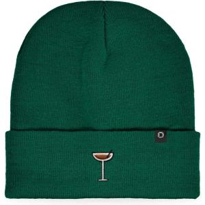 imageDALIX Coffee Martini Embroidered Beanie Food Warm Winter Knit Hat WomenGreen