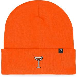 imageDALIX Coffee Martini Embroidered Beanie Food Warm Winter Knit Hat WomenNeon Orange