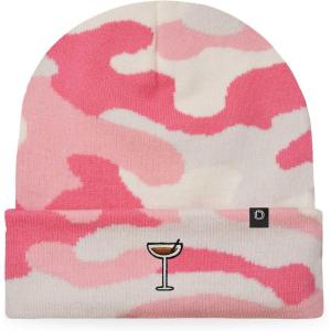 imageDALIX Coffee Martini Embroidered Beanie Food Warm Winter Knit Hat WomenPink Camo