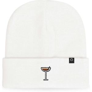 imageDALIX Coffee Martini Embroidered Beanie Food Warm Winter Knit Hat WomenWhite