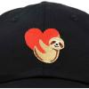 imageDALIX Heart Cute Sloth Hat Womens Embroidered Baseball CapBlack