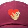 imageDALIX Heart Cute Sloth Hat Womens Embroidered Baseball CapMaroon