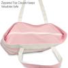 imageLove Big Heart Womens Embroidered Striped Tote Bag Premium CottonPink