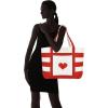 imageLove Big Heart Womens Embroidered Striped Tote Bag Premium CottonRed