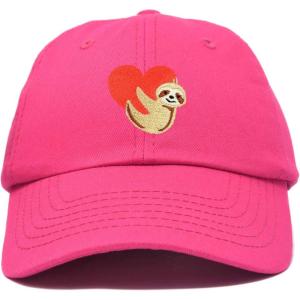 imageDALIX Heart Cute Sloth Hat Womens Embroidered Baseball CapHot Pink