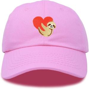 imageDALIX Heart Cute Sloth Hat Womens Embroidered Baseball CapLight Pink