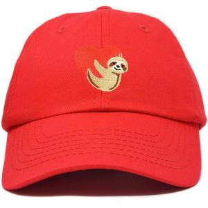 imageDALIX Heart Cute Sloth Hat Womens Embroidered Baseball CapRed