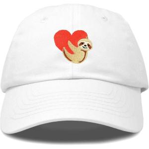 imageDALIX Heart Cute Sloth Hat Womens Embroidered Baseball CapWhite