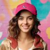 image:imageDALIX Moon Embroidered Crescent Astronomy Night Cotton Dad Hat Baseball Cap Adjustable WomensHot Pink