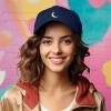 image:imageDALIX Moon Embroidered Crescent Astronomy Night Cotton Dad Hat Baseball Cap Adjustable WomensNavy Blue