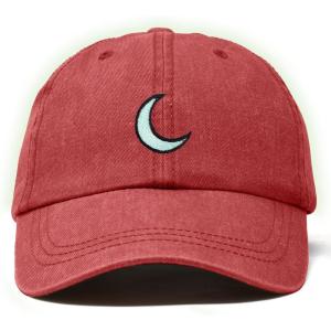 image:imageDALIX Moon Embroidered Crescent Astronomy Night Cotton Dad Hat Baseball Cap Adjustable WomensWashed Red