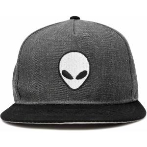 image:imageDALIX Alien Embroidered Snapback Flat Billed HatBlack Dark Gray