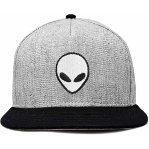 image:imageDALIX Alien Embroidered Snapback Flat Billed HatBlack Light Gray