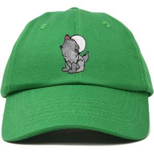 image:imageDALIX Howling Wolf Embroidered Baseball Dad CapKelly Green