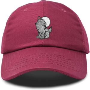 image:imageDALIX Howling Wolf Embroidered Baseball Dad CapMaroon