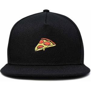 image:imageDALIX Pizza Slice Embroidered Snapback Flat Billed HatBlack