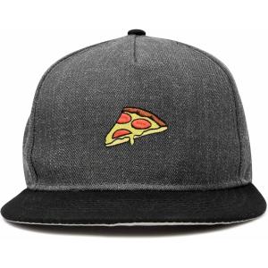 image:imageDALIX Pizza Slice Embroidered Snapback Flat Billed HatBlack Dark Gray
