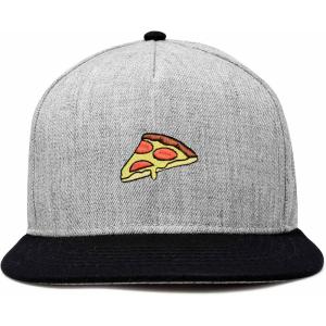 image:imageDALIX Pizza Slice Embroidered Snapback Flat Billed HatBlack Light Gray