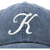 image:imageDALIX Initial Hat Letter K Blue Vintage Womens Baseball Cap Monogram Embroidered