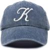 image:imageDALIX Initial Hat Letter K Blue Vintage Womens Baseball Cap Monogram Embroidered