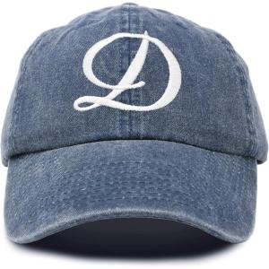 image:imageDALIX Initial Hat Letter D Blue Vintage Womens Baseball Cap Monogram Embroidered