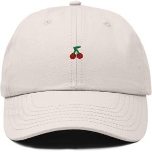 image:imageDALIX Lil Cherry Embroidered Cotton Summer Outdoor Baseball Cap Dad Hat WomensBeige