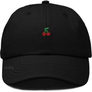image:imageDALIX Lil Cherry Embroidered Cotton Summer Outdoor Baseball Cap Dad Hat WomensBlack