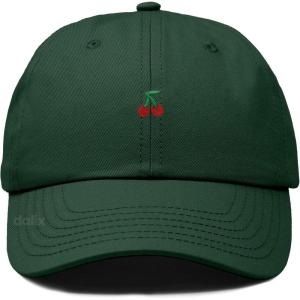 image:imageDALIX Lil Cherry Embroidered Cotton Summer Outdoor Baseball Cap Dad Hat WomensDark Green