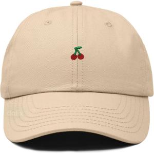 image:imageDALIX Lil Cherry Embroidered Cotton Summer Outdoor Baseball Cap Dad Hat WomensKhaki