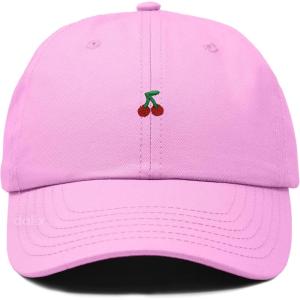 image:imageDALIX Lil Cherry Embroidered Cotton Summer Outdoor Baseball Cap Dad Hat WomensLight Pink