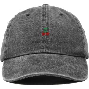 image:imageDALIX Lil Cherry Embroidered Cotton Summer Outdoor Baseball Cap Dad Hat WomensWashed Black