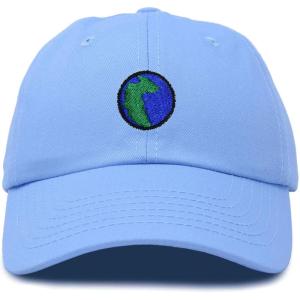 image:imageDALIX Embroidered Pangea Earth Baseball Cap Cotton Dad Hat MenLight Blue