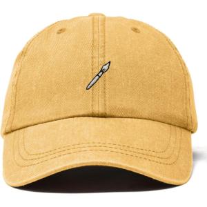 image:imageDALIX Paint Brush Embroidered Adjustable Artist Cotton Twill Dad Hat for MenWashed Gold