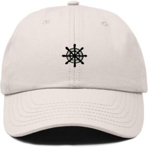 image:imageDALIX Ship Wheel Embroidered Dad Hat Adjustable Cotton Twill Baseball Cap Casual for MenBeige