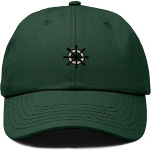 image:imageDALIX Ship Wheel Embroidered Dad Hat Adjustable Cotton Twill Baseball Cap Casual for MenDark Green