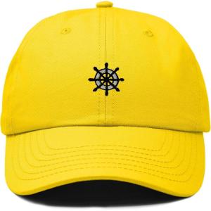 image:imageDALIX Ship Wheel Embroidered Dad Hat Adjustable Cotton Twill Baseball Cap Casual for MenGold