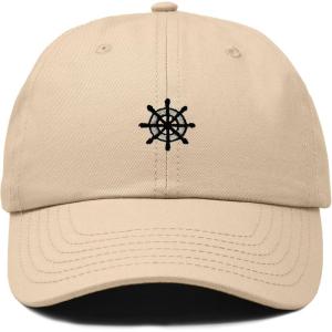 image:imageDALIX Ship Wheel Embroidered Dad Hat Adjustable Cotton Twill Baseball Cap Casual for MenKhaki