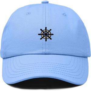 image:imageDALIX Ship Wheel Embroidered Dad Hat Adjustable Cotton Twill Baseball Cap Casual for MenLight Blue