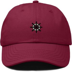 image:imageDALIX Ship Wheel Embroidered Dad Hat Adjustable Cotton Twill Baseball Cap Casual for MenMaroon