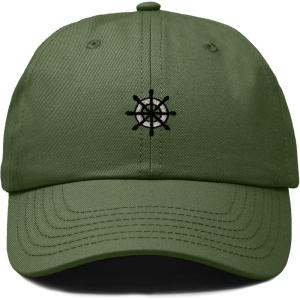 image:imageDALIX Ship Wheel Embroidered Dad Hat Adjustable Cotton Twill Baseball Cap Casual for MenOlive