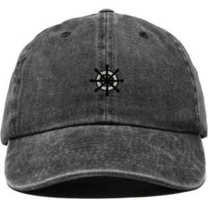image:imageDALIX Ship Wheel Embroidered Dad Hat Adjustable Cotton Twill Baseball Cap Casual for MenWashed Black