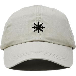 image:imageDALIX Ship Wheel Embroidered Dad Hat Adjustable Cotton Twill Baseball Cap Casual for MenWashed Stone White