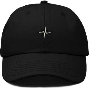 image:imageDALIX Star Embroidered Adjustable Cotton Twill Nautical Dad Hat for MenBlack