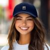 image:imageDALIX Portrait Frame Embroidered Adjustable Art Cotton Twill Dad Hat for WomenNavy Blue