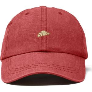 image:imageDALIX Croissant Pastry Embroidered Dad Hat Adjustable Cotton Twill Baseball Cap Cute Casual WomenWashed Red