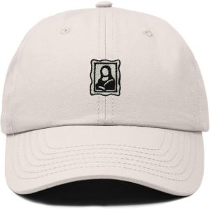 image:imageDALIX Portrait Frame Embroidered Adjustable Art Cotton Twill Dad Hat for WomenBeige
