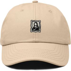 image:imageDALIX Portrait Frame Embroidered Adjustable Art Cotton Twill Dad Hat for WomenKhaki