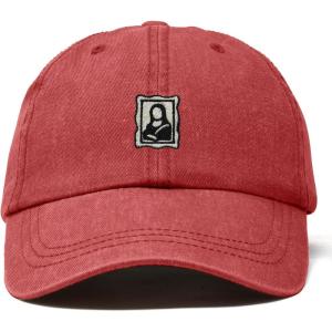 image:imageDALIX Portrait Frame Embroidered Adjustable Art Cotton Twill Dad Hat for WomenWashed Red
